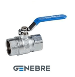 Кран шаровой полнопроходной GENEBRE 3020 08 DN040 PN40, корпус - латунь, шар - латунь, уплотнение шара - PTFE, ВР/ВР, рукоятка-рычаг, резьба BSPP